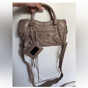 Tan Balenciaga mini city bag